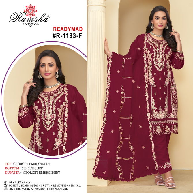 R 1193 Nx Ramsha Georgette Embroidery Wholesale Pakistani Suits Suppliers In Mumbai